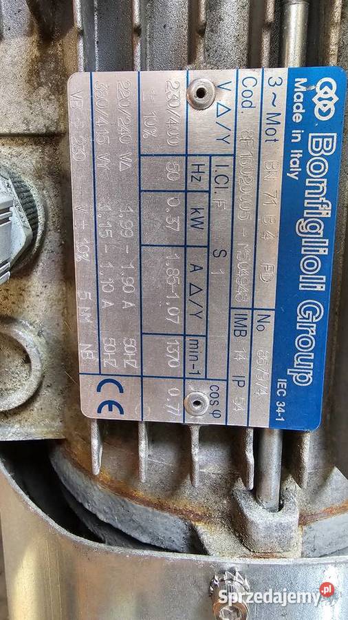 Silnik Bonfiglioli BN 71 B 4 FD RM 037kw 230400V Pozostałe Bolesławiec sprzedam