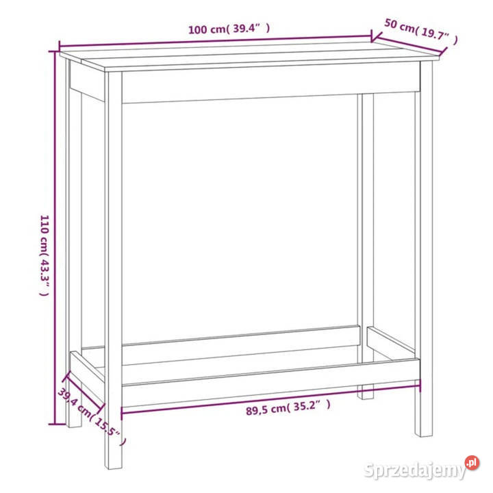 Stolik barowy 100x50x110 lite drewno sosnowe Stoły Warszawa