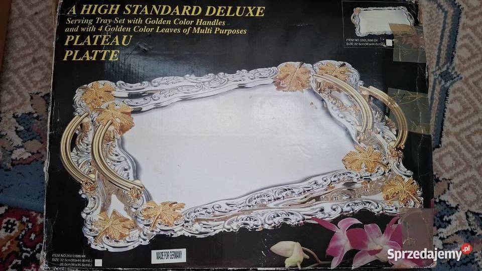 Taca dekoracyjna duża platerowana z uchwytami Lublin