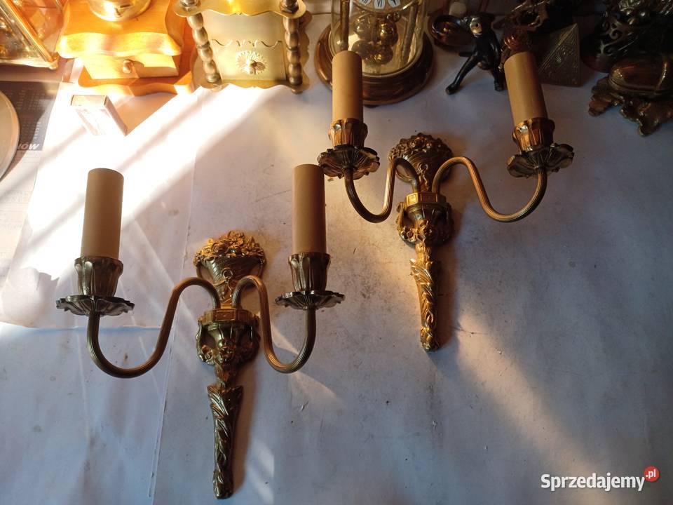 Komplet dwóch mosiężnych kinkietów Kolekcja Poznań