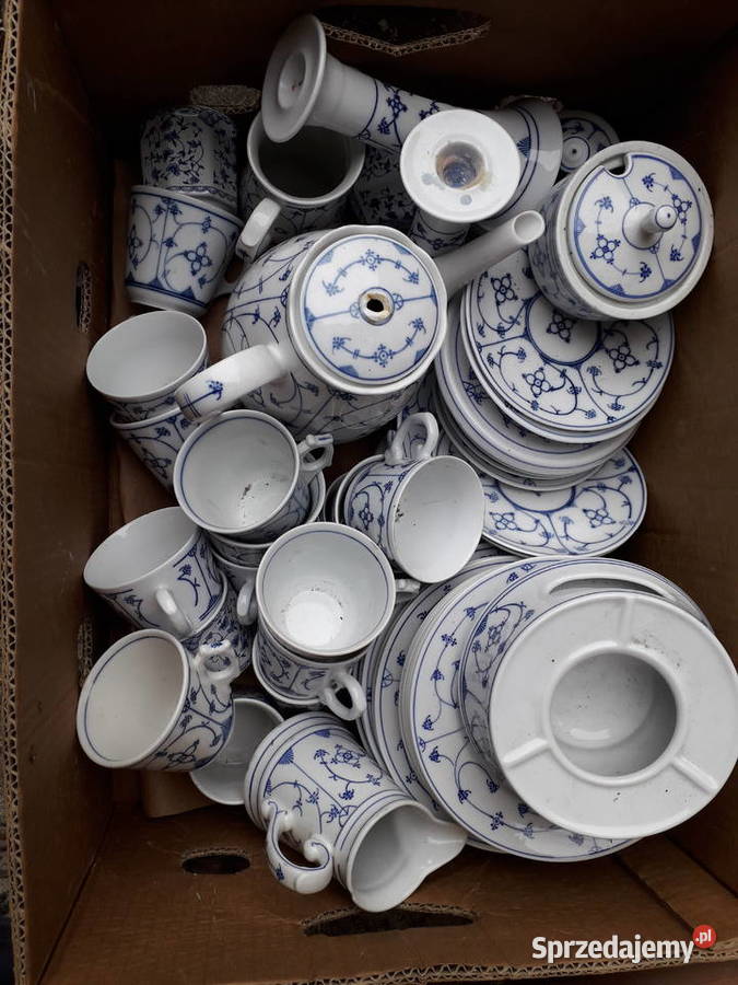 Duży zestaw porcelanowy wzór słomkowy