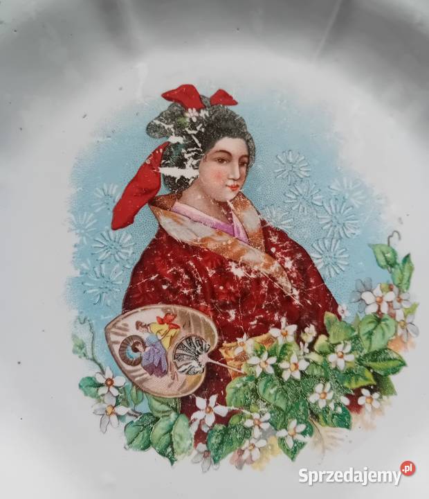 Fajansowy talerz patera z uchwytami August Porcelana i szkło wielkopolskie Koźminek
