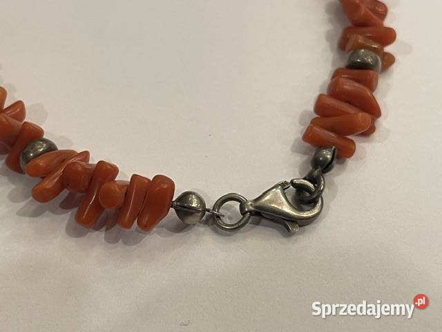 Srebrna bransoletka 925 z naturalnym koralem Pozostałe Kraków