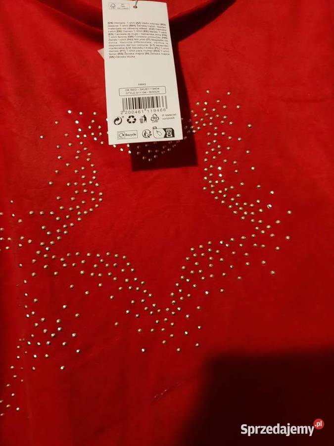 Świąteczna bluzka L czerwona i jasna 3/4 Moda i Styl