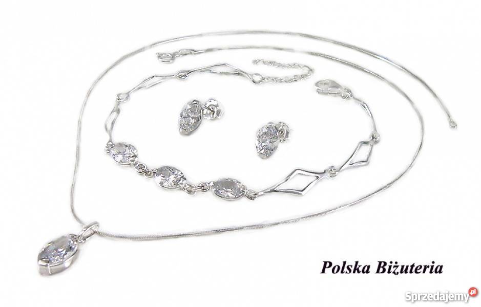 PRZEPIĘKNY SREBRNY KOMPLET Z SZAFIRAMI NA Białystok sprzedam