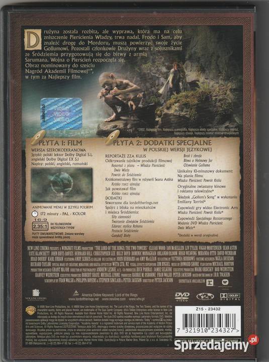 Władca pierścieni dwie wieże 2DVD Orlando Bloom Pruszków