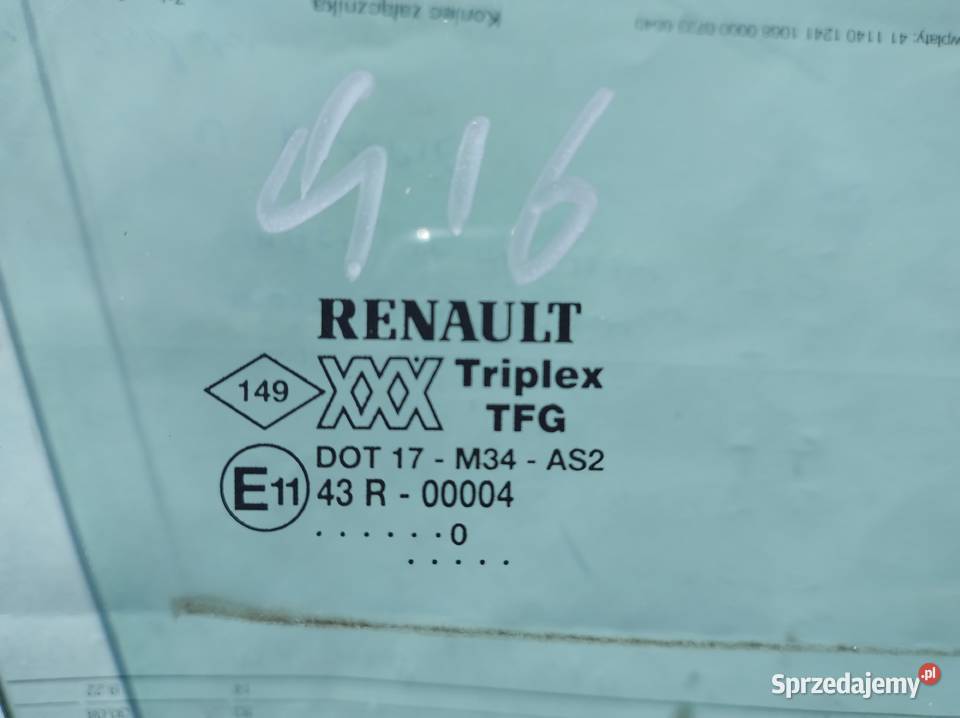 Szyba drzwi przednia prawa i lewa tylna Renault Zahajki-Kolonia