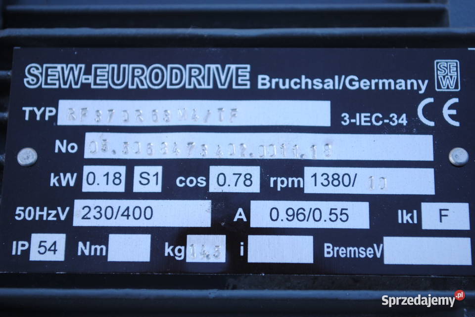 Motoreduktor kołnierzowy 018kw 10obrmin Firmy Kargowa sprzedam