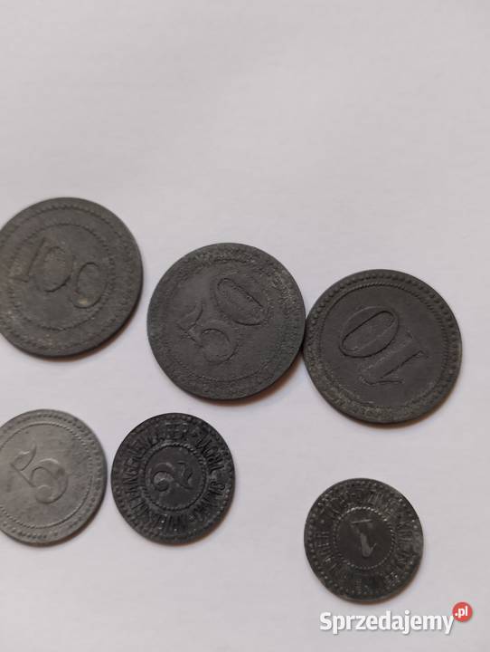Obóz jeniecki Gdańsk Troyl zestaw 6 żetonów 1 2 Numizmatyka Busko-Zdrój sprzedam