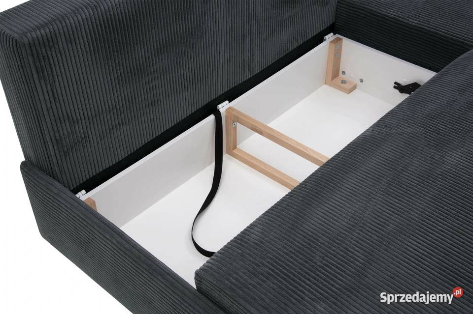 Narożnik sztruksowy szary prawy 141cm Warszawa