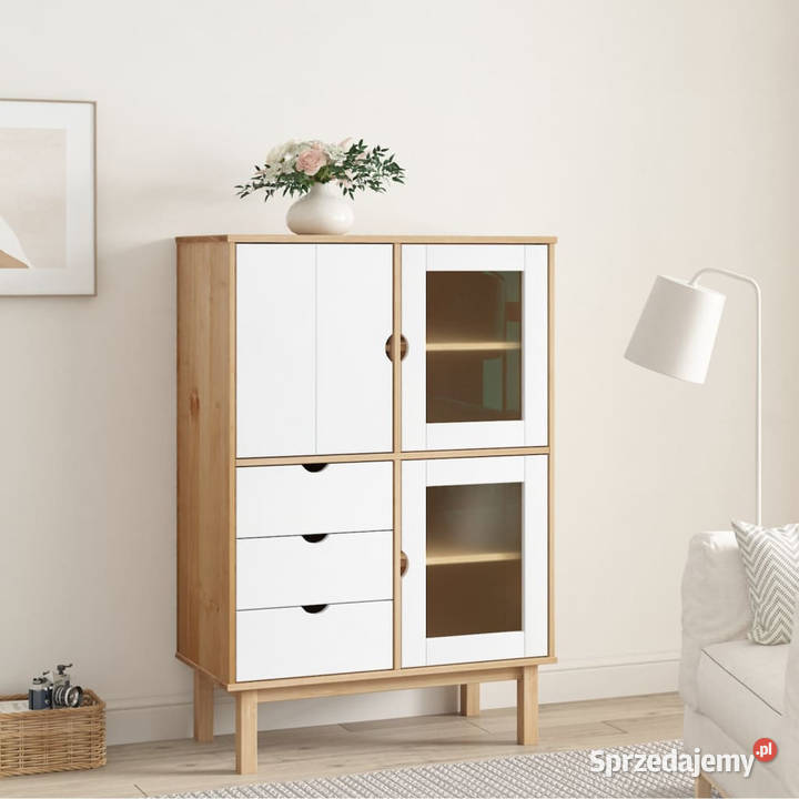Szafka OTTA brązowobiała 85x43x125 lita sosna