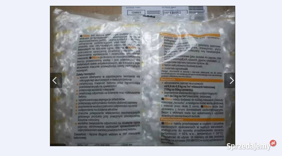 Włókna polimerowe do zbrojenia betonu Materiały budowlane Olkusz
