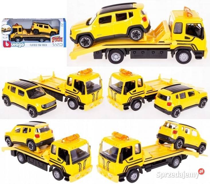 BURAGO METALOWY SAMOCHÓD Z LAWETĄ 143 ŻÓŁTY Dla Dziecka Łódź