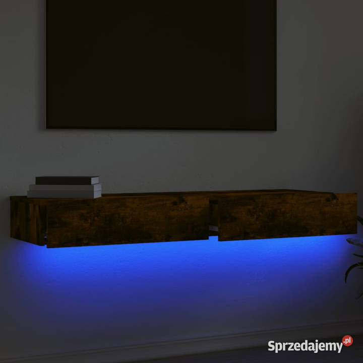 Szafki pod TV z LED 2 przydymiony dąb 60x35x155 Warszawa