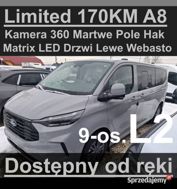 Ford Transit Custom Limited 170 A8 Webasto asystent pasa ruchu Szczecinek