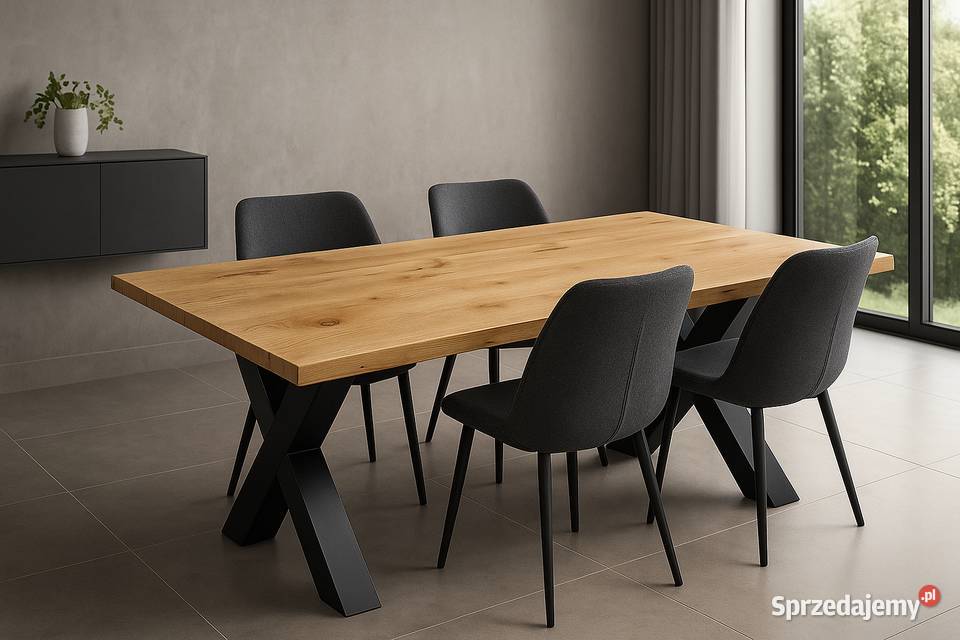 Stół Dębowy LOFT 100 Lite Drewno DĄB Rozkładany 90cm Stoły