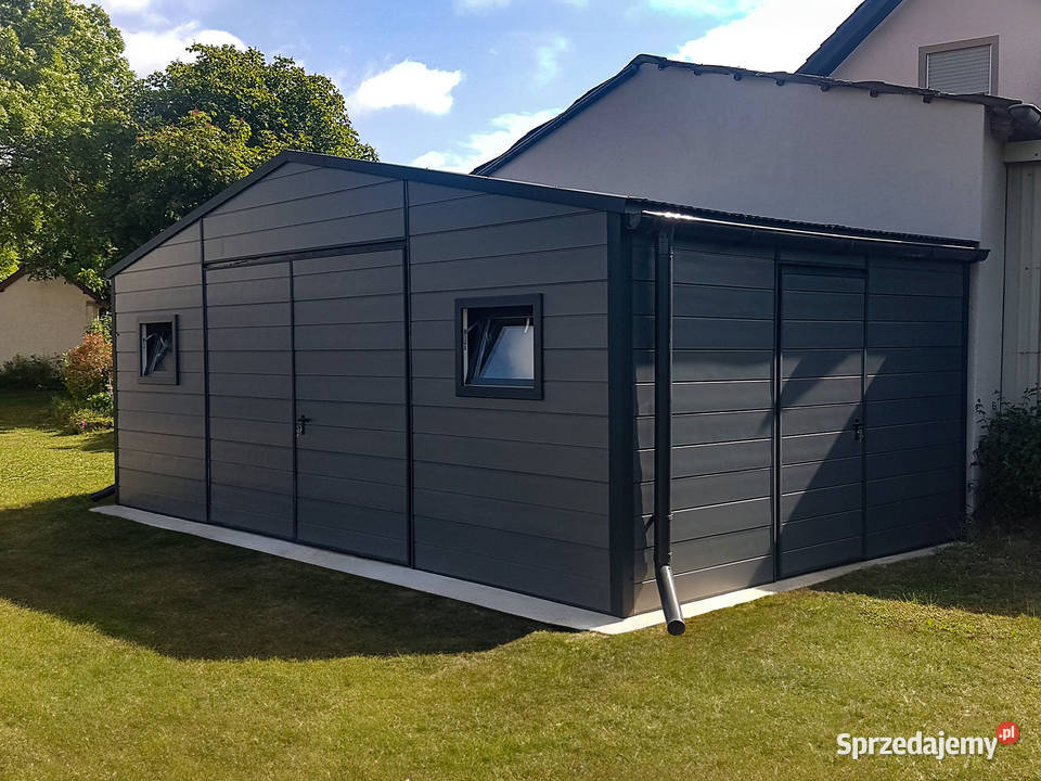 Garaż ocieplany z płyty warstwowej 74m grafit Kraków