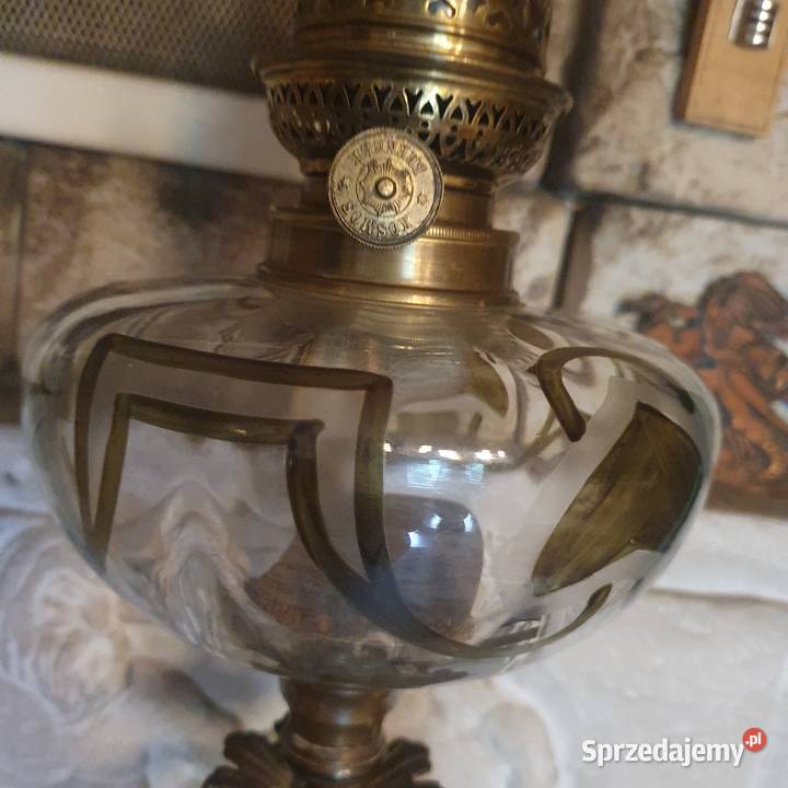 Sprawnasygnowana duża lampa naftowa autorstwa Wrocław sprzedam
