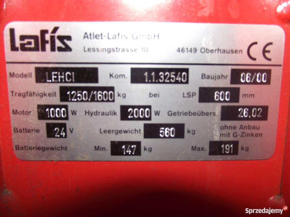 Wózek paletowy elektryczny LAFIS LEHCI Trzebiszewo