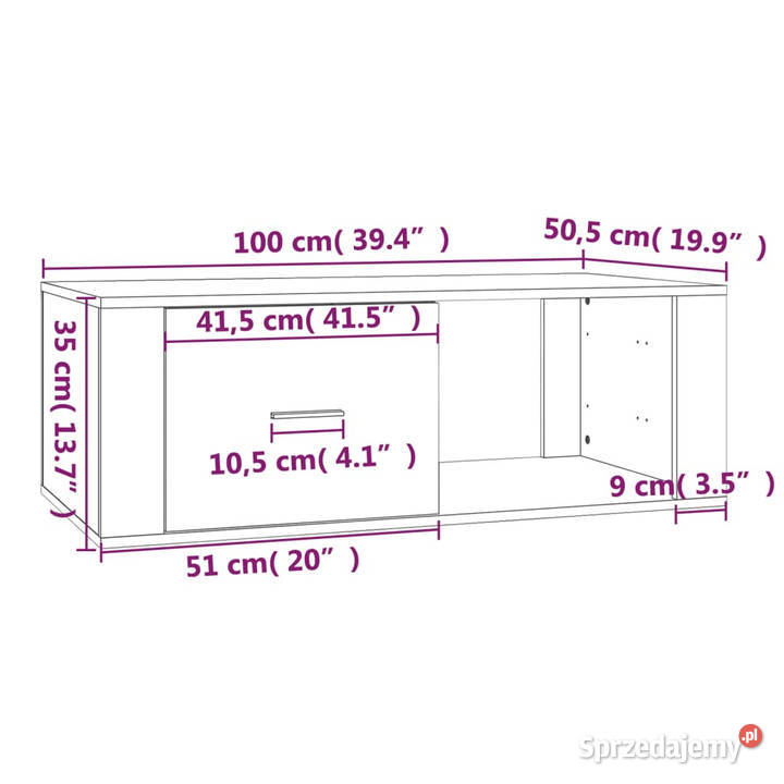 Stolik kawowy biały 100x505x35 materiał Warszawa