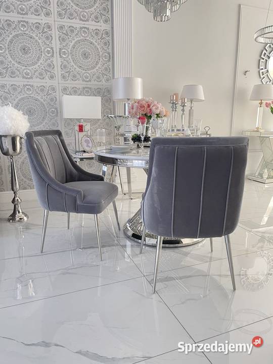 Ekskluzywne krzesło do jadalni glamour szar 64cm Krzesła Warszawa sprzedam