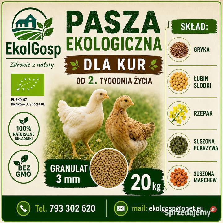 Pasza kur 20 ekologiczna Szczecin