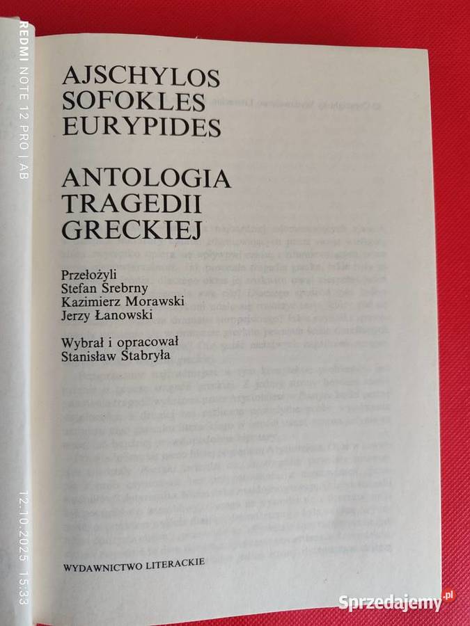 Ajschylos Sofokles Eurypides Antologia tragedii Proza i poezja Katowice sprzedam