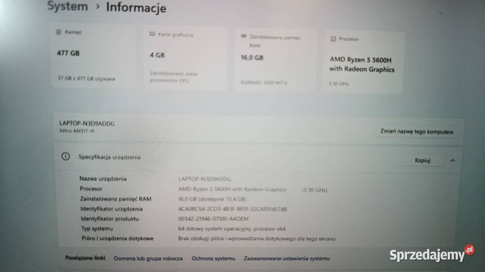 Laptop ACER Nitro 5 Acer śląskie Katowice sprzedam