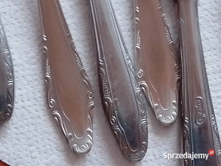 Komplet sztućców nierdzewnych PRL noże i widelce Sztućce Sosnowiec