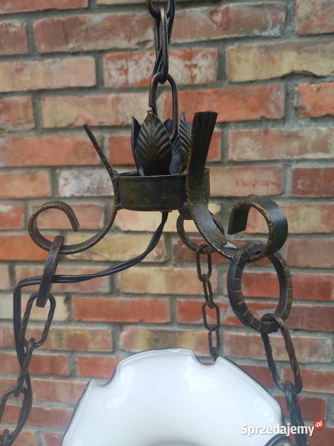 Żyrandol metalowy ze szklanym kloszem Lampa zachodniopomorskie Gawroniec sprzedam