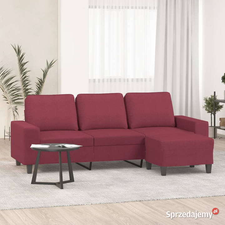 3osobowa sofa z podnóżkiem winna czerwień 180 Warszawa