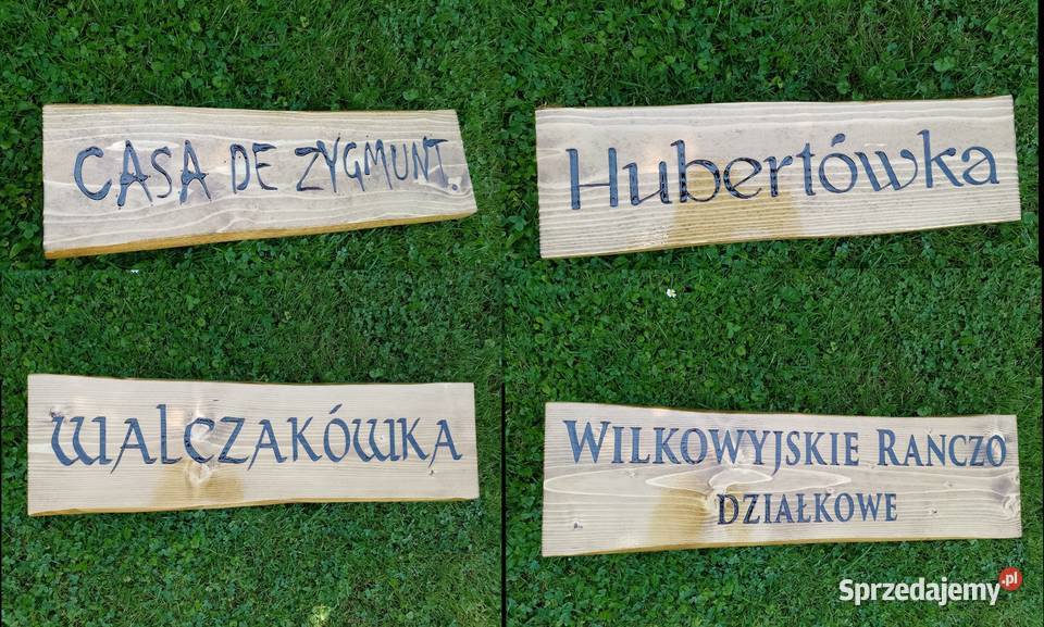 DESKA Z NAPISEM grawer na drewnie szyld Roczyny