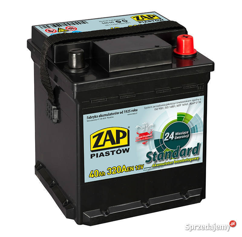 Akumulator ZAP Standard 40Ah 320A kostka PRAWY osobowe Suwałki