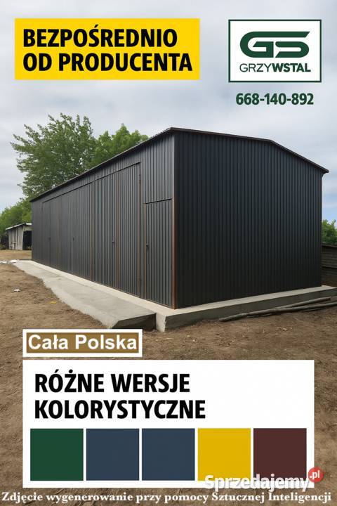 Grafitowy Garaż blaszany Hala Magazynowa Wiata Sztum