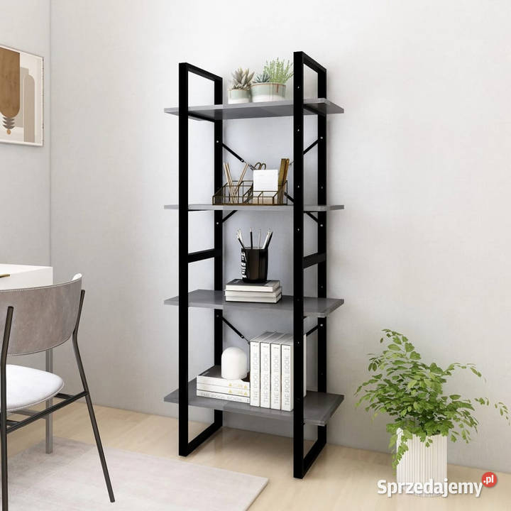 Regał na książki 4 półki szary 60x30x140 drewno Warszawa sprzedam