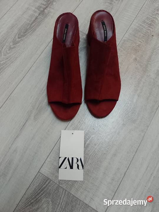 40 ZARA Czerwone bordowe klapki chodaki letnie z Kraków sprzedam