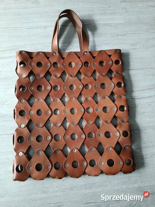 Torba na zakupy vintage prl ze skóry Choszczno