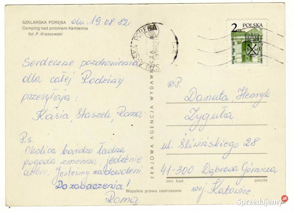 SZKLARSKA PORĘBA CAMPING POCZTÓWKA 2 Krynki