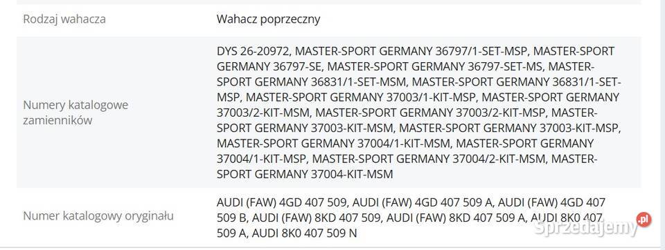 Wahacz zawieszenie koła do AUDI A5 A4 Q5 TRW Wahacze Warszawa