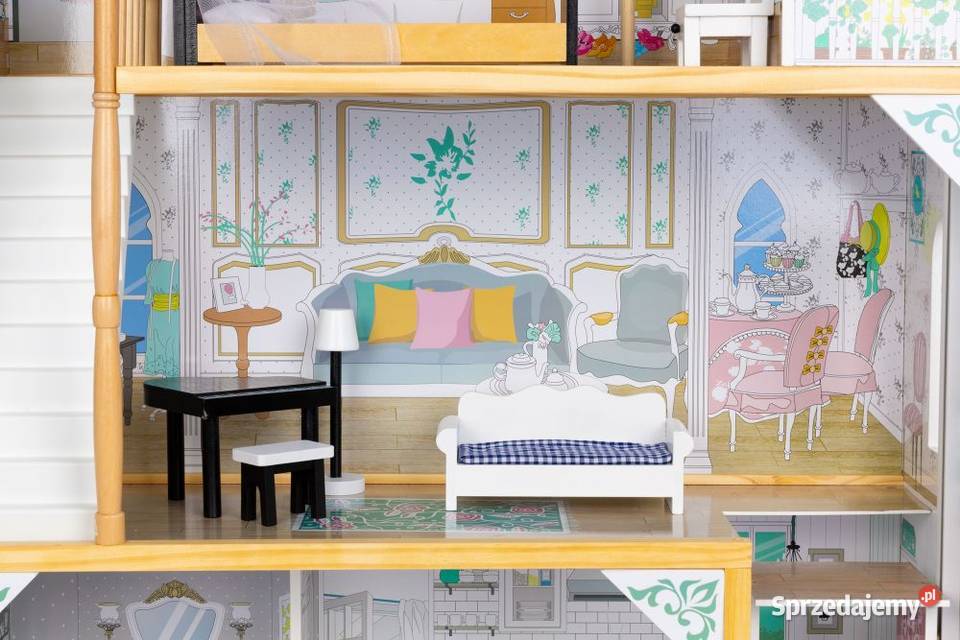 Duży drewniany domek lalek winda mebelki Lalki i akcesoria Bielsk Podlaski