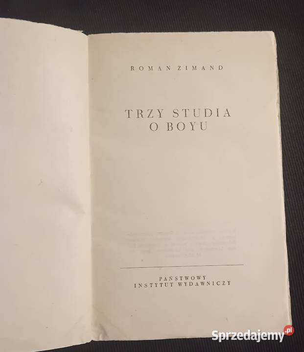Roman Zimand Trzy studia o Boyu PIW 1961 r Koźminek
