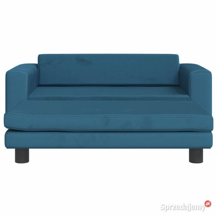 Sofa dziecięca z podnóżkiem niebieska 100x50x30