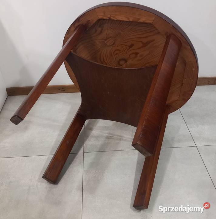 Okrągły kawowy dębowy stolik Art Deco dolnośląskie Bielany Wrocławskie