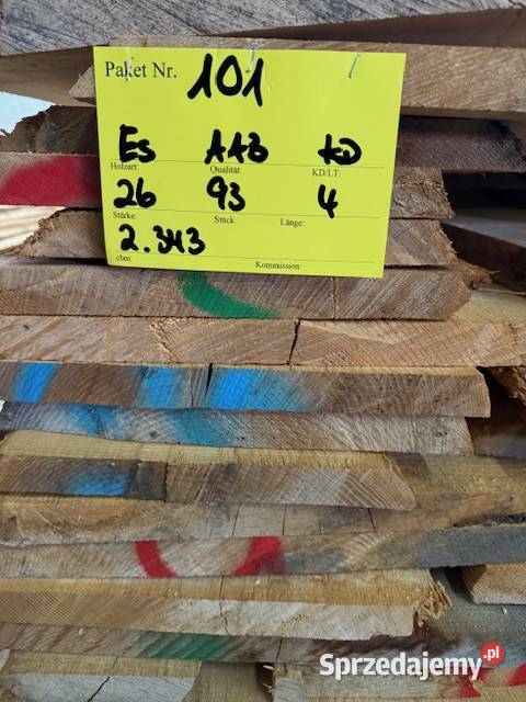 Tarcica jesionowa sucha 810 27mm klasa I Drewno konstrukcyjne zachodniopomorskie sprzedam