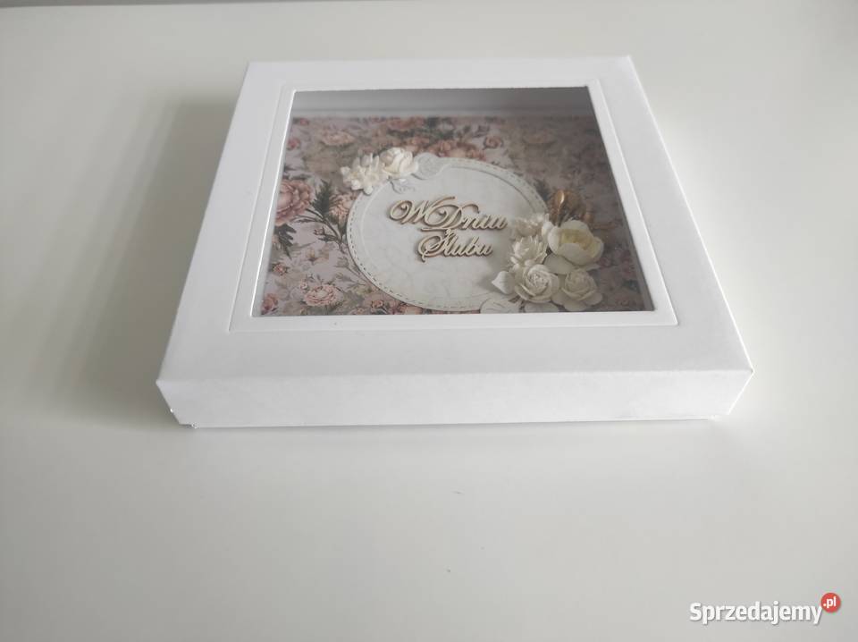 Kartka ręcznie robiona na Ślub w pudełku Łódź