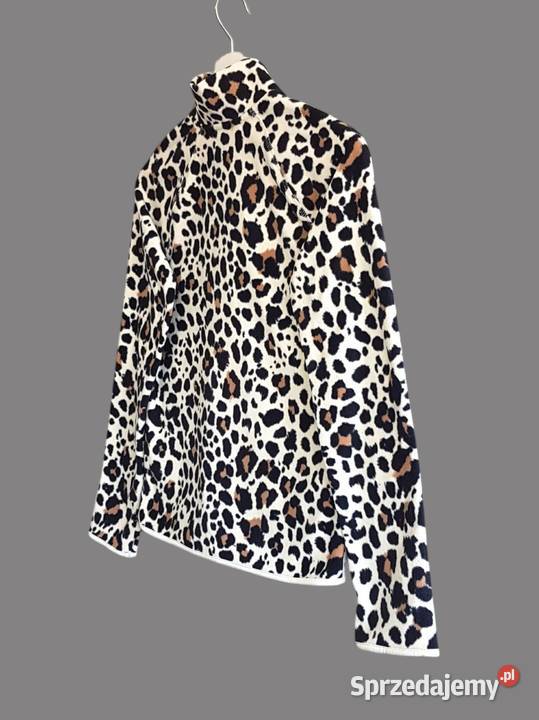 Sweter beżowoczarny w panterkę długim rękawem HM małopolskie