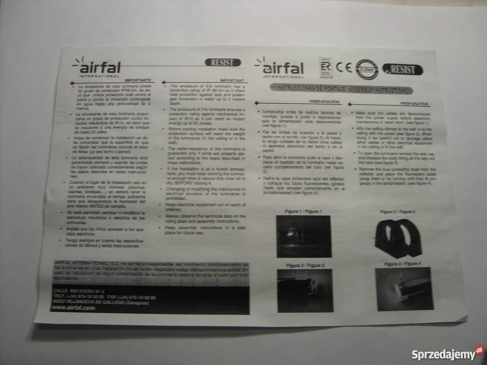 Oprawa AIRFAL RESIST IP68 wodoszczelna 2x36W Pozostałe Skawina