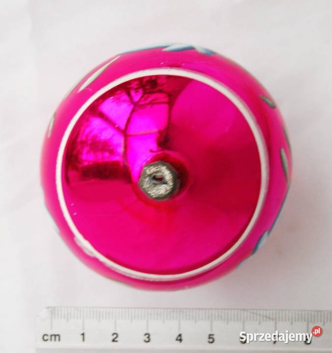 Stara bombka szklana ręcznie malowana różowa Lublin