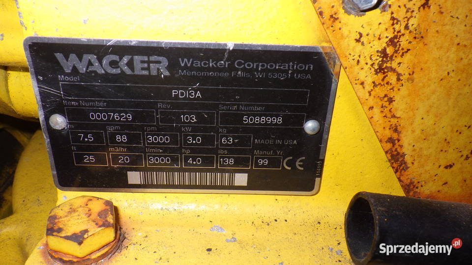 Motopompa do brudnej wody Wacker Pompa Bebranowa Dębica