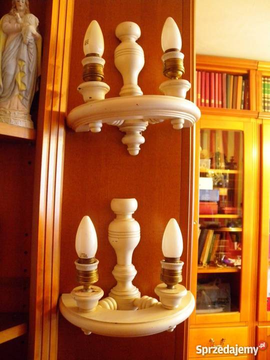 Kinkiety białe drewniane komplet 2 sztuki Katowice